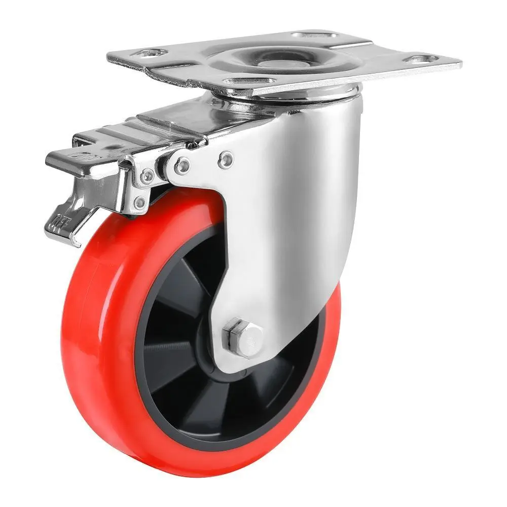 Medium Heavy Duty Caster Wheels Swivel Red Pu Caster Wheel 1