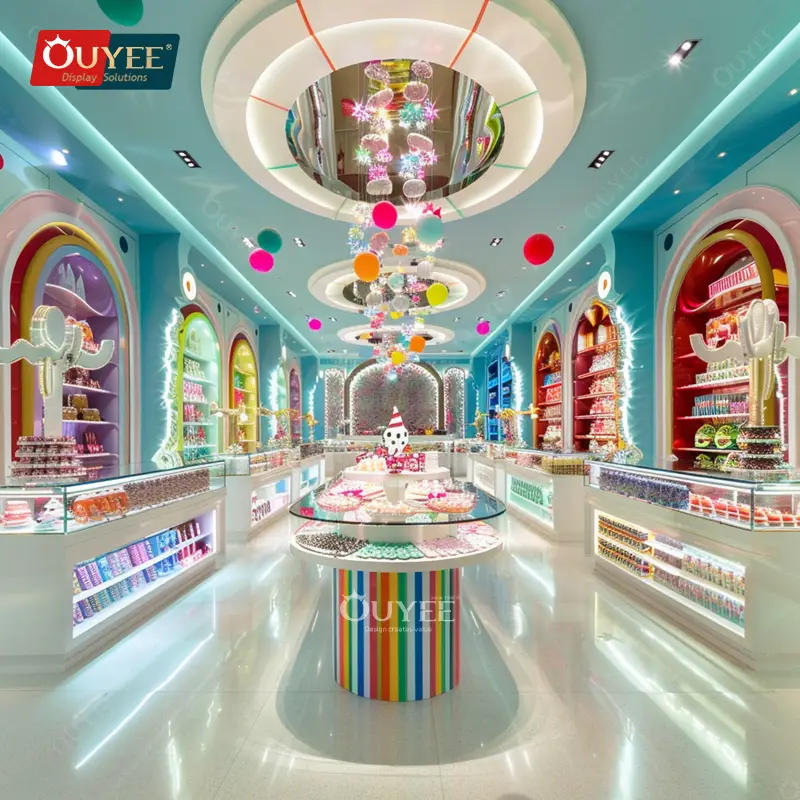 Süßwarenladen, Lutscher-Auslage, Theke für Snacks und Schokolade 1