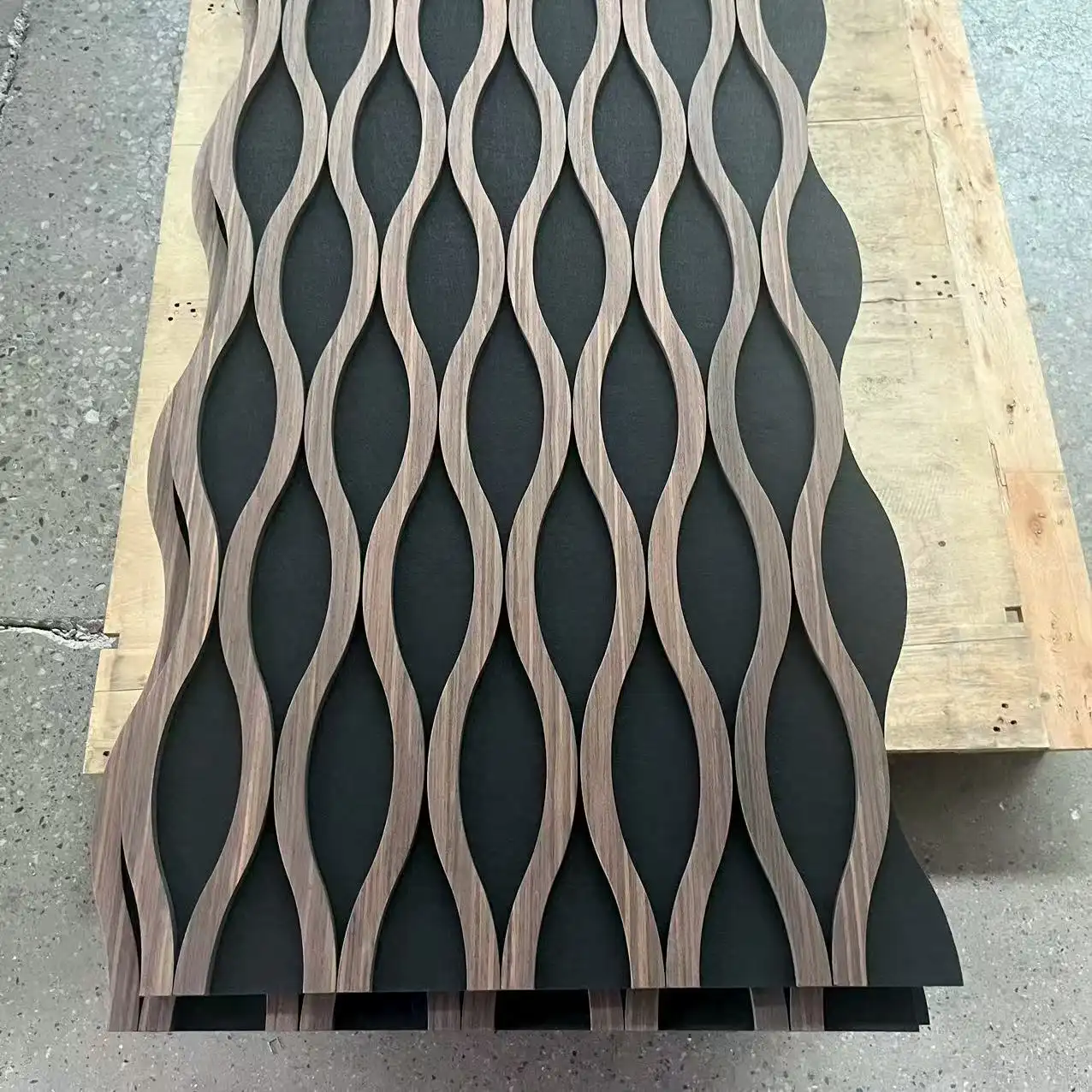 Wave Acoustic Panels, 3D Wood Veneer MDF Slat Wall Polyester Fiber Panel 1