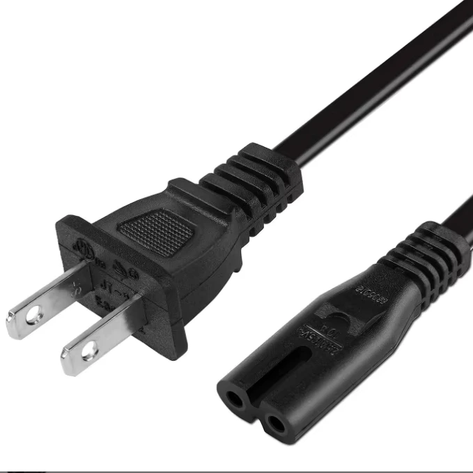 2 Pin Nema 1-15p to IEC C7 Non-Polarized Power Cable Printer TV 1