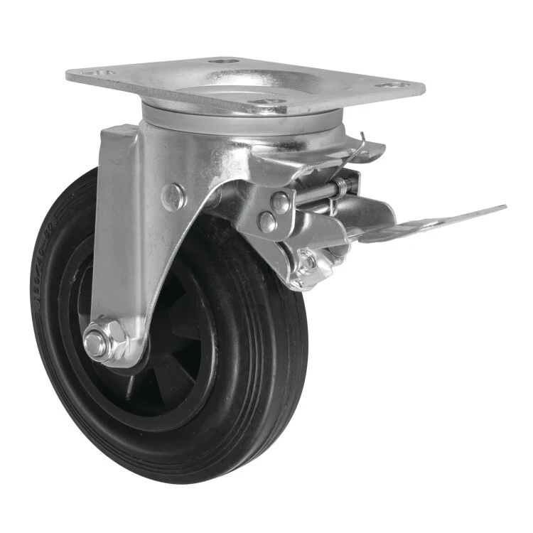 Heavy Duty Industrial Swivel 8 Inch Black Rubber Caster Wheel 1