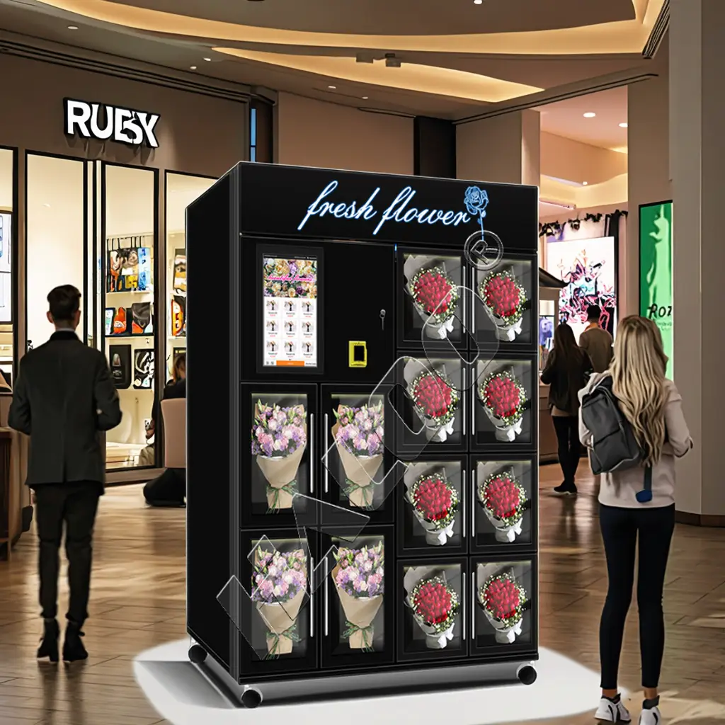 مورد آلات البيع هالو إكسبيندورا دي فلوريس، آلة بيع الورود الأوتوماتيكية بالكامل، آلة بيع الزهور بالثلاجة 1