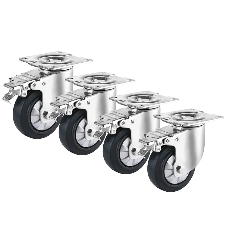 4-inch Load Mid Heavy Duty Black Hi-elastic Tpr Original Equipment Manufacturer Can Lock Bearing Rotary Plate Casters With Brake 1