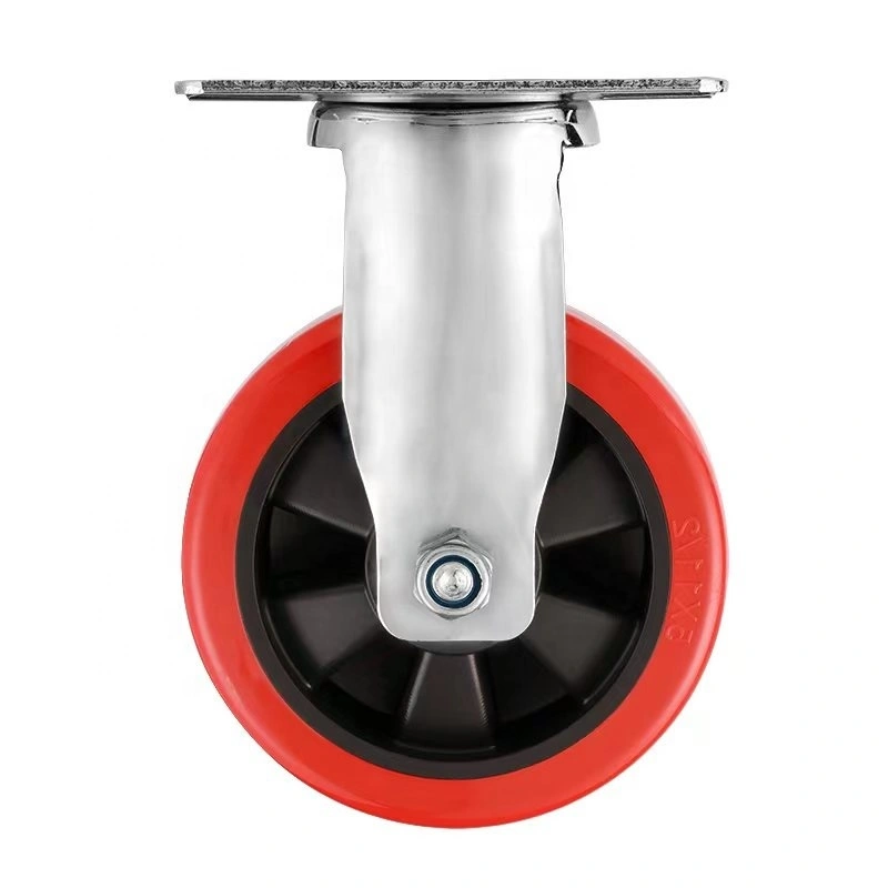 Medium Heavy Duty 38mm Tread Width 5 Inch 125mm 180kgs Loading Capacity Pp Core Red Polyurethane Caster Wheel For Trolleys Cart 1