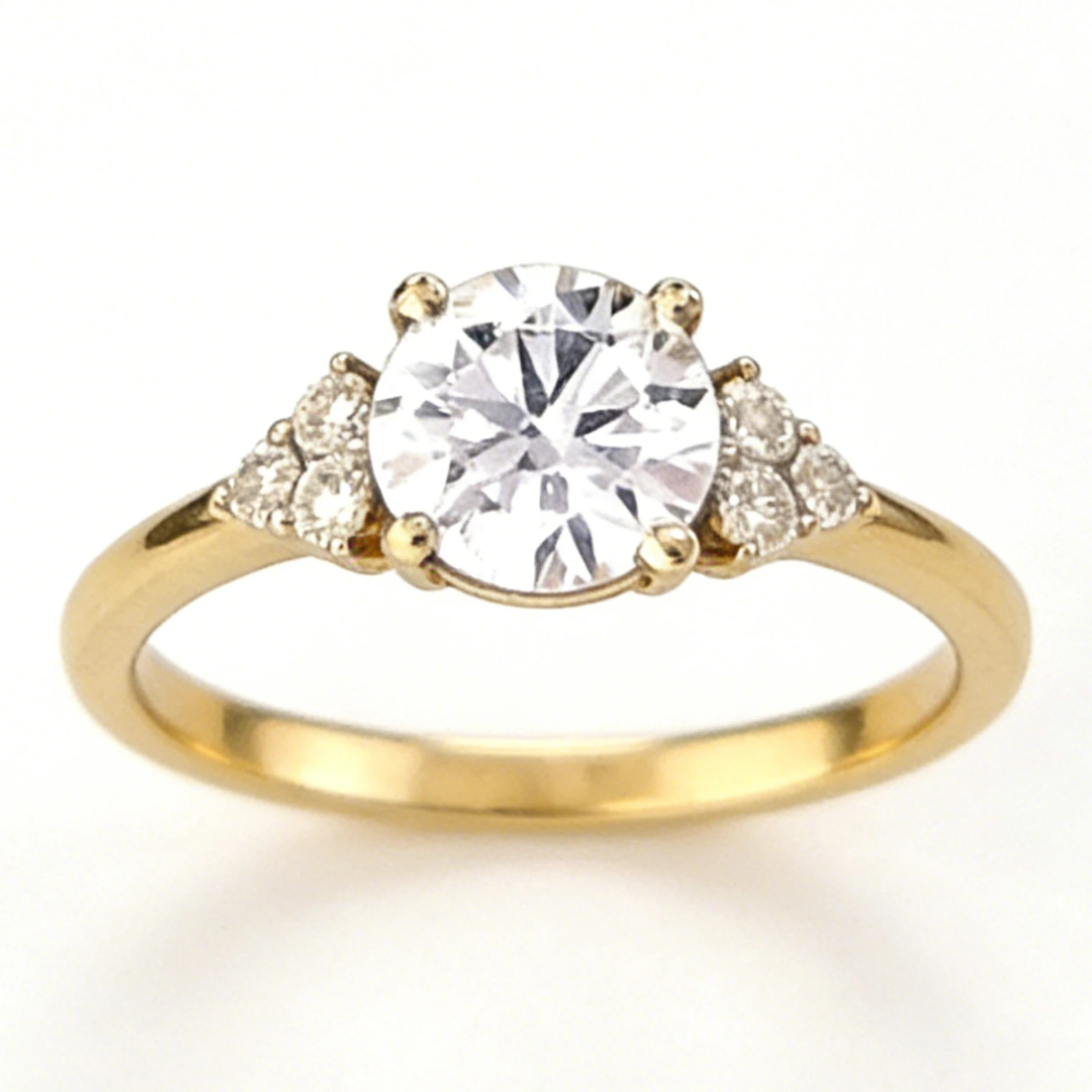 Anello di fidanzamento con promessa di matrimonio in oro giallo 14k con sette diamanti naturali rotondi per donna 1