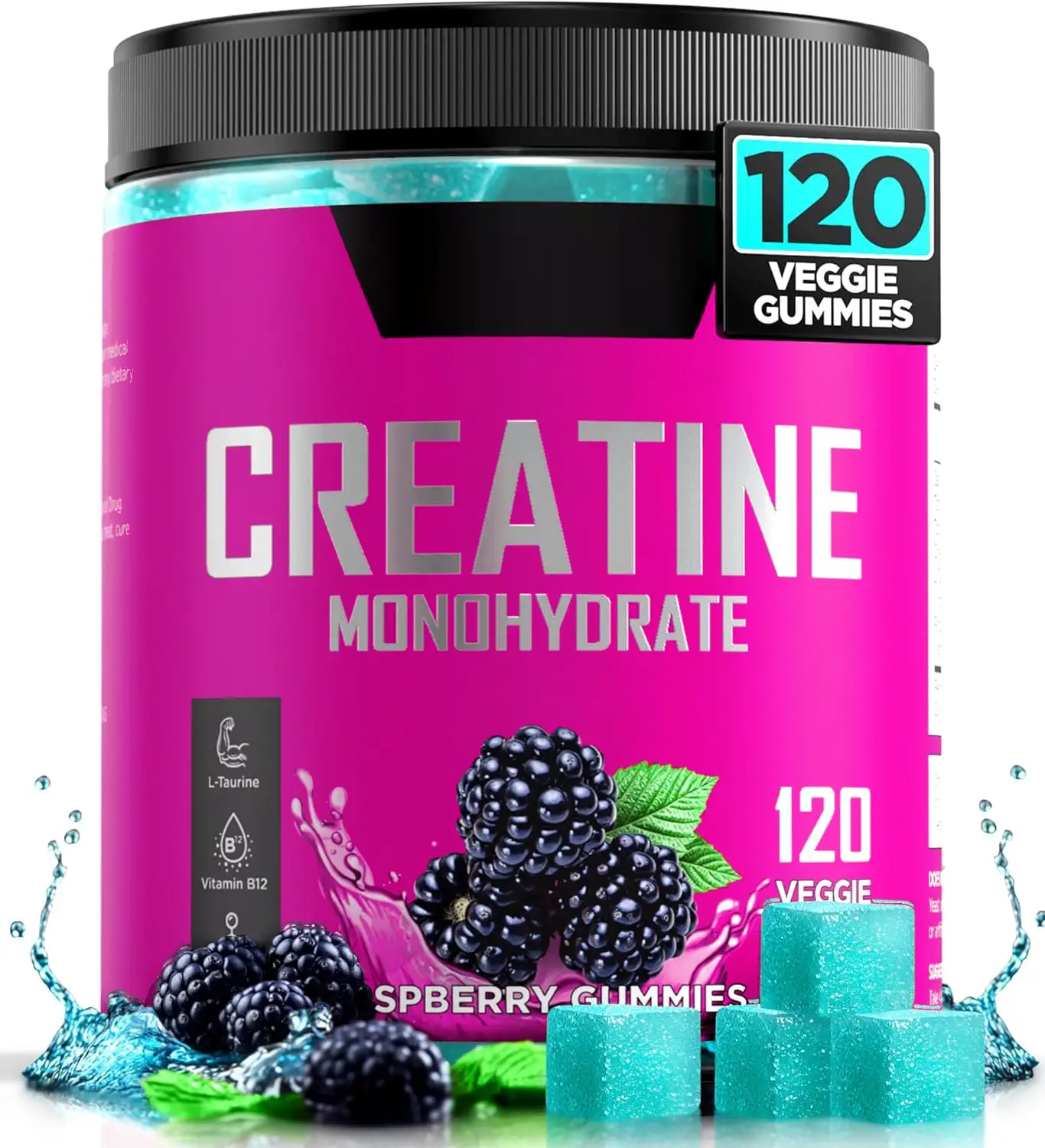 OEM Vegan Creatine Mono Gummies B12 L-Taurine 120ct 4-dose 1