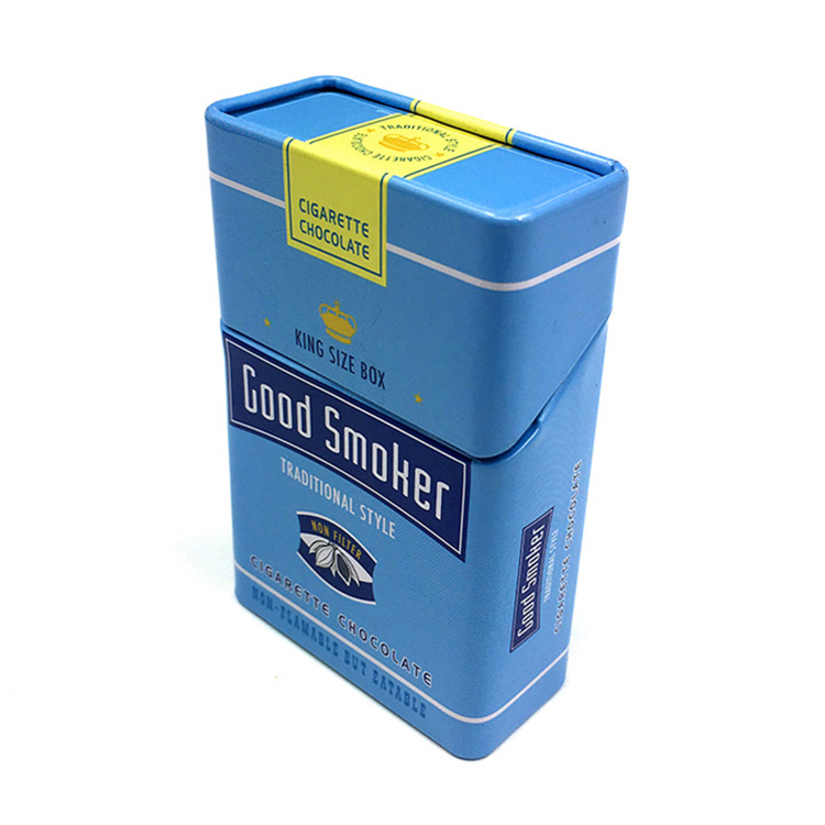 New Arrival High Fashion Custom Print Squared Plain Cigarette Pack Tin Box With Hinged Lid Wholesale 3