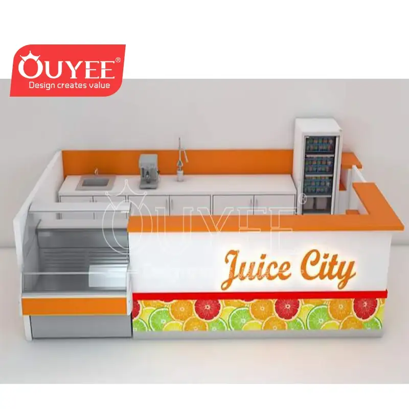 Présentoir de kiosque à bubble tea et bar à jus de fruits (limonade/orange) dans un centre commercial 1