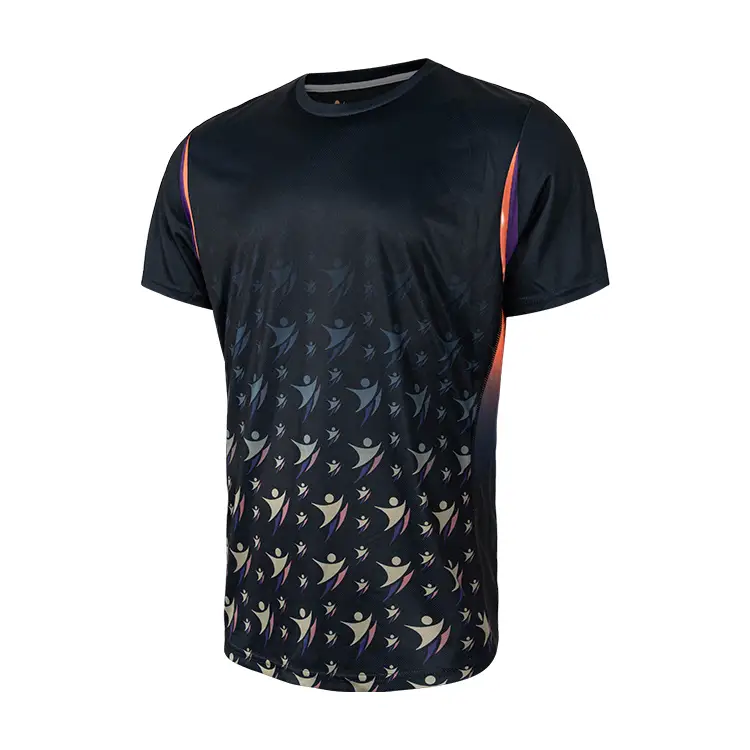 Camisetas deportivas de manga corta con logotipo personalizado para hombre, cuello redondo, secado rápido, ropa informal y transpirable para entrenamiento físico. 1