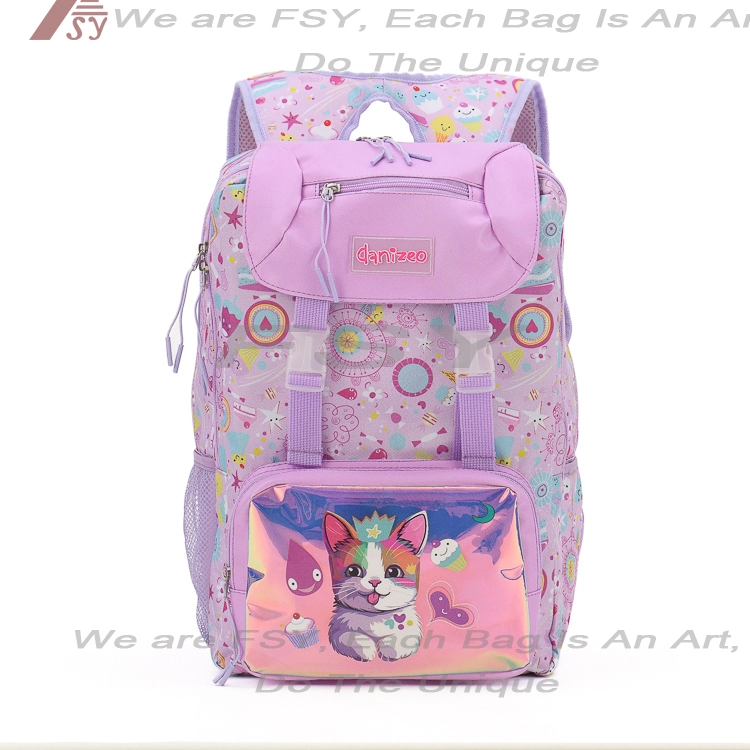 2026 custom  Cute Cat Pattern Student Backpack For Girls Uv Printed School Bag With Three-layer Design 1