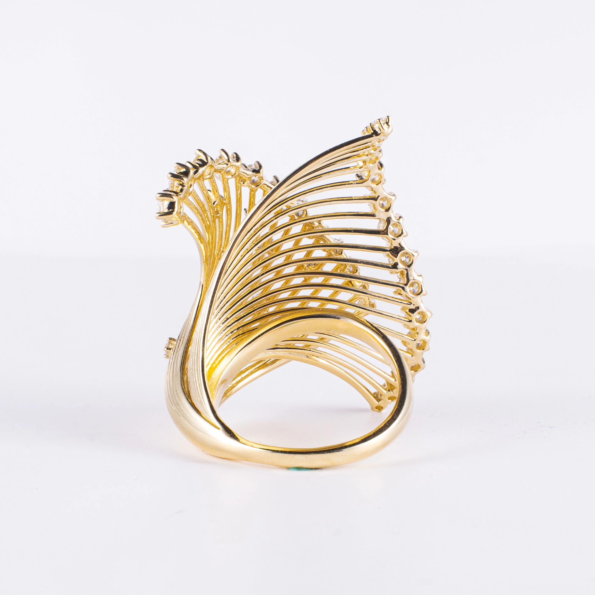 Elegant Wing-inspired Lab Diamond Ring: 18k Solid Gold,Trendy Design,Ideal For Bridal Occasions,Anniversaries &bulk Wholesale 1