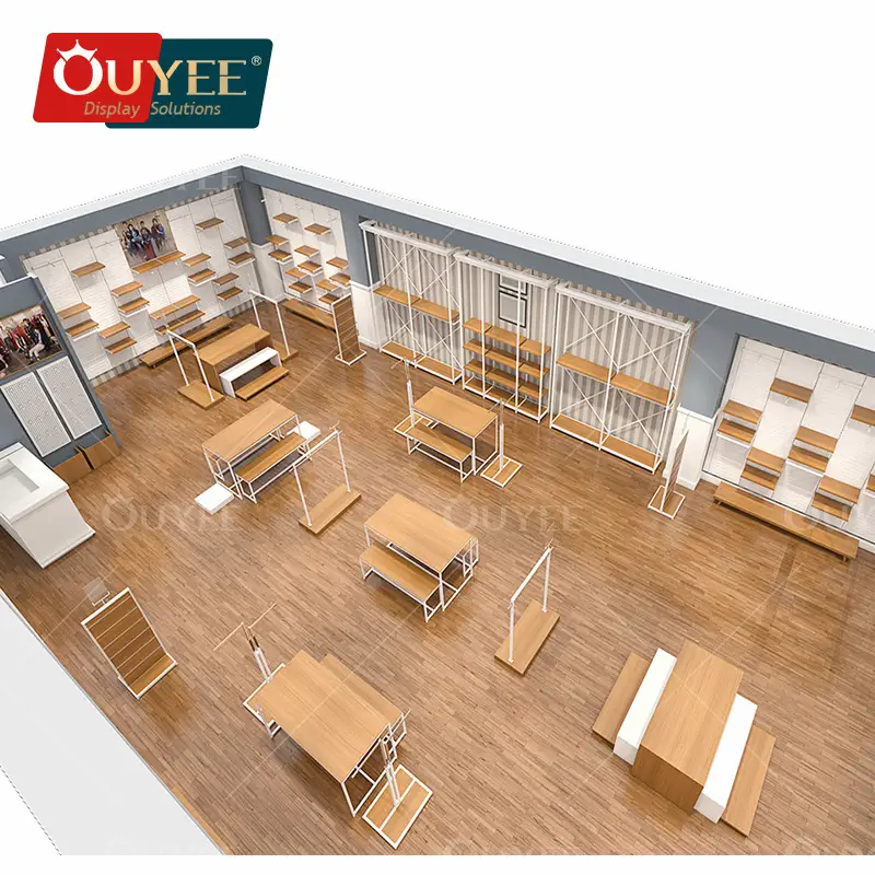 Espositore per abbigliamento da negozio con struttura in metallo dorato, pieghevole, per t-shirt. 1