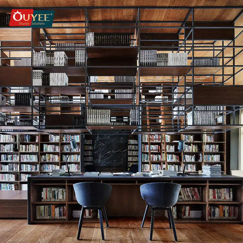 Vitrinenregal aus Holz, Buchhandlungseinrichtung, Wandregal für Bibliotheken, Ausstellungsregal 1