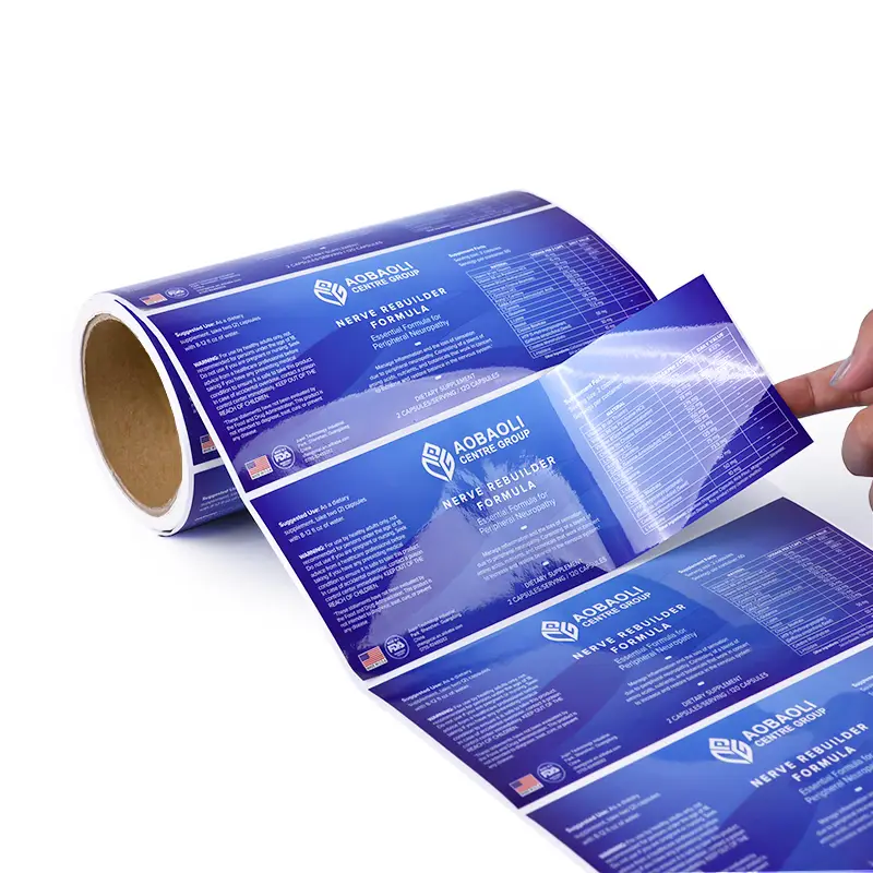 Rouleaux d'étiquettes rectangulaires en vinyle imperméable personnalisées avec logo adhésif 1
