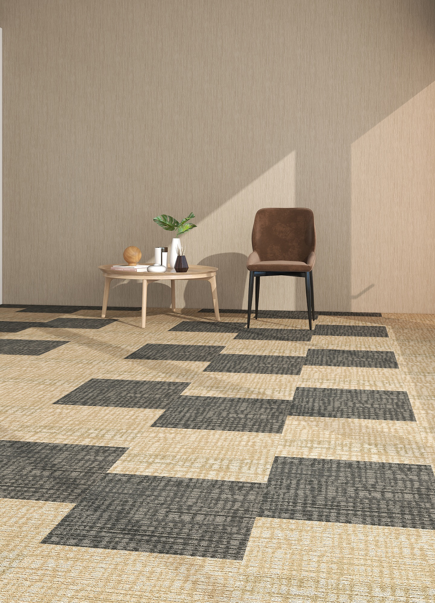 High-Quality Nylon PVC Fireproof Carpet Tile - Grey Brown 50x50cm 3
