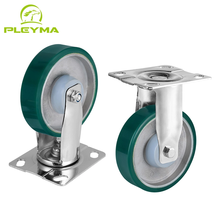 Made In China Medium Steels Core Polyurethane Pu 4 5  Green Wheel Casters For Cart 1