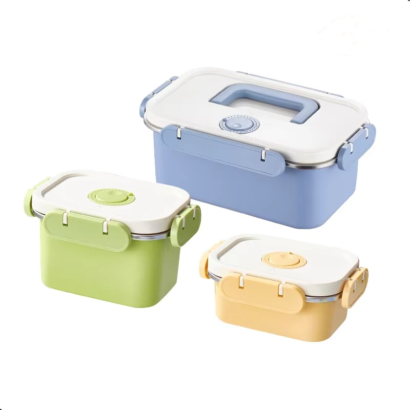 Lebensmittelbehälter aus Edelstahl 304, Lunchbox mit Sprühbeschichtung, Datumsmarkierung, doppelt versiegelt, auslaufsicher, ofen- und dampfgargeeignet 1