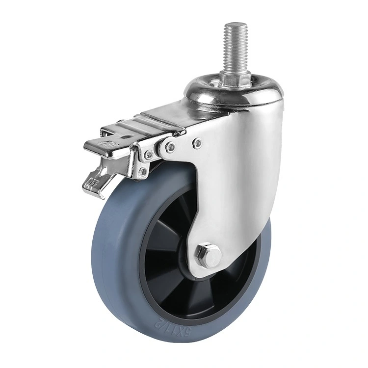 3/4/5/6 Inch Tpr Swivel Total Brake Medium Heavy Duty Caster Wheels With Load Capacity From 110 To 180kg 1