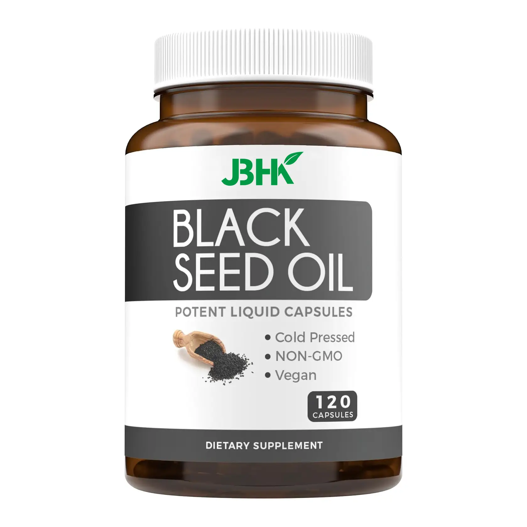 Black Seed Oil 120 Capsules Vegan Cold-Pressed Vit E Energy 1