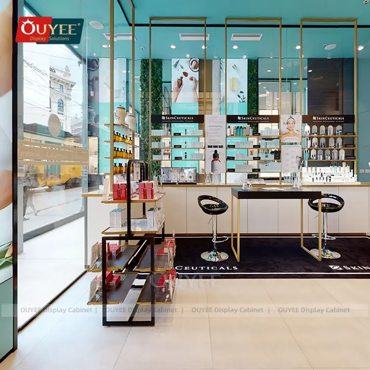 طاولة صيدلية فولاذية مزودة بأرفف وسطية، حامل عرض للأدوية 1