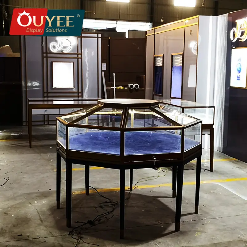 صندوق عرض مجوهرات زجاجي دائري، خزانة عرض مجوهرات 1