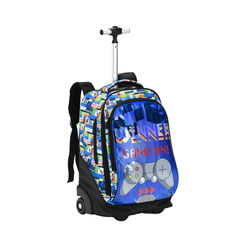 Large Capacity Unisex Waterproof bag factory  School Trolley Bags Backpack With Fashion Custom Game-on Design Polyester Lining Casual Kids 1
