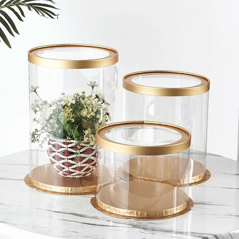 高級透明PVCフラワー包装箱 丸管段ボールギフトボックス 1