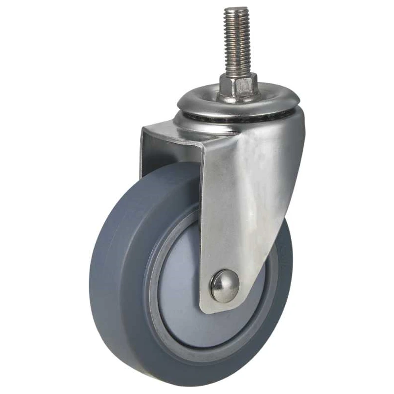 3 4 5 Inch Single Bearing Tpr Medium Trolley Casters Industrial Rotating Flexible Swivel Casters With Threaded Protective Device 1