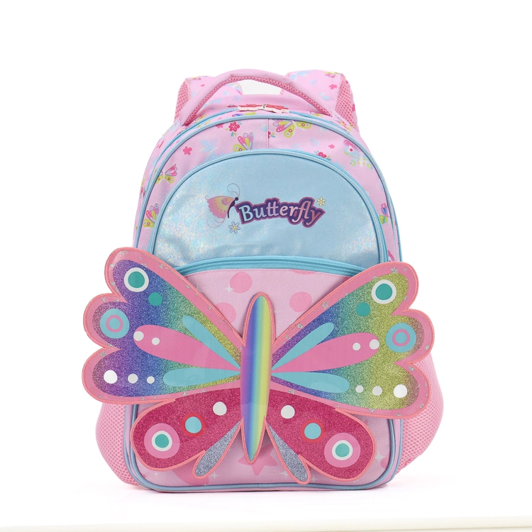 Fsy New custom Arrival Kids Student Backpack Bag With Glitter Uv Print Butterflies Girls Elementary School Bags Custom 1