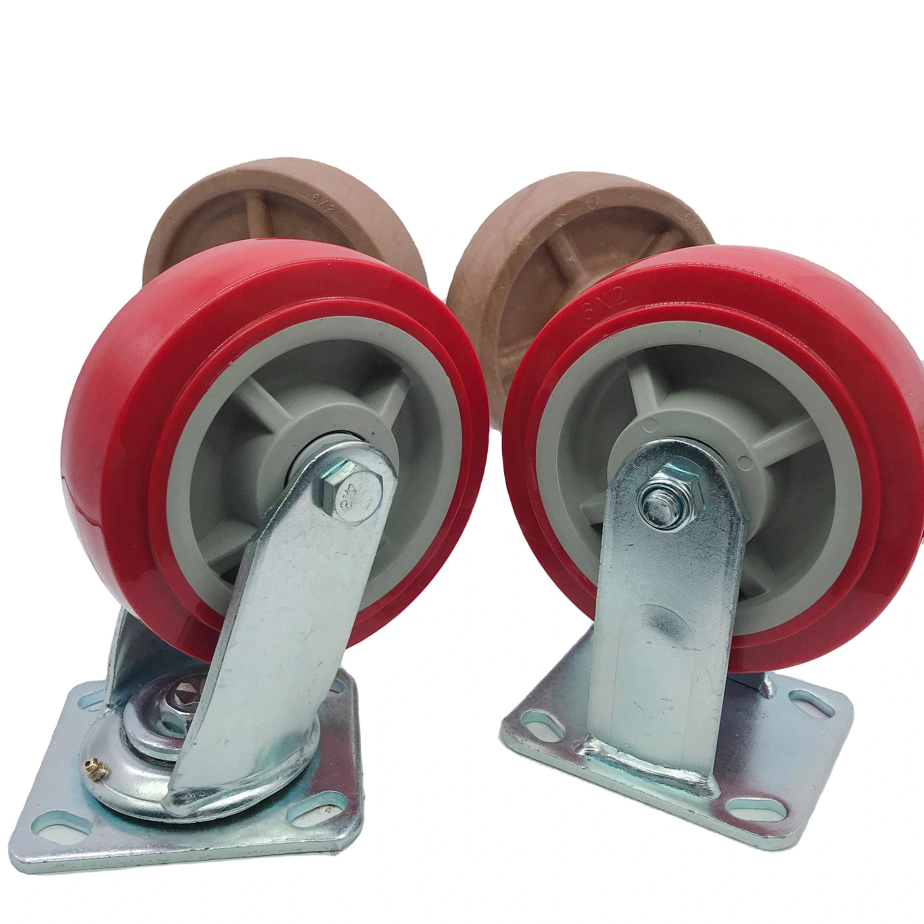 Swivel Heavy Duty Caster Wheels With Brake 4 5 6 8 Double Ball Bearing 1