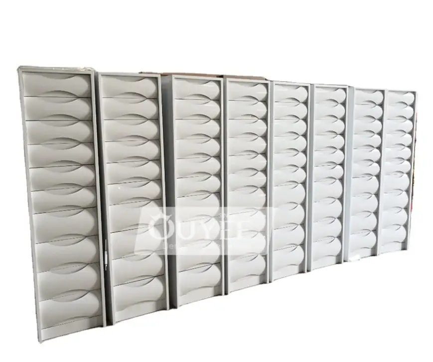 أرفف عرض معدنية للصيدليات مزودة بنظام أدراج، لون أبيض 1