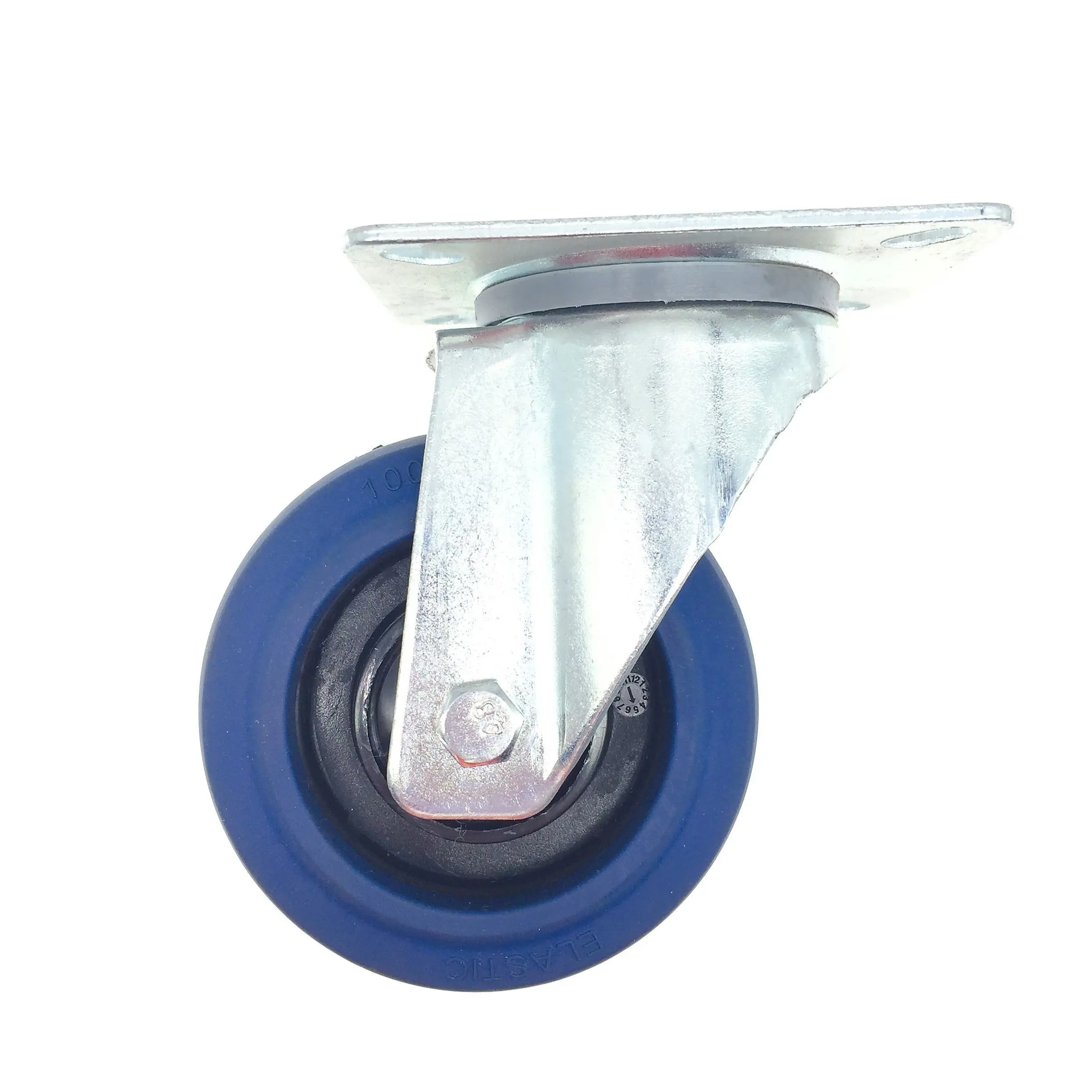 100mm Top Plate Rubber Swivel Service Cart Castor Elastic Industrial Eco Friendly Universal Caster 1