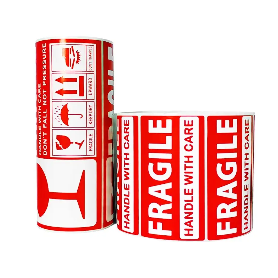 3x2 in Handle With Care Fragile Glass Permanent Labels, 500 1