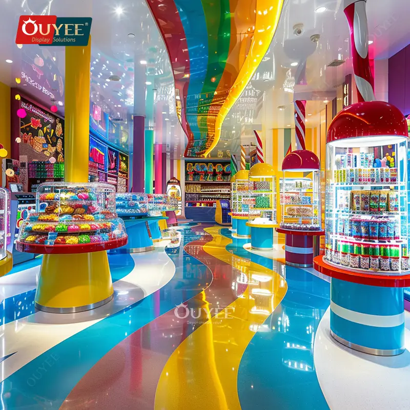 Fabrikeigenes Süßwaren-Präsentationsinselregal für den Einzelhandelsverkauf von Kindergeschäften 1