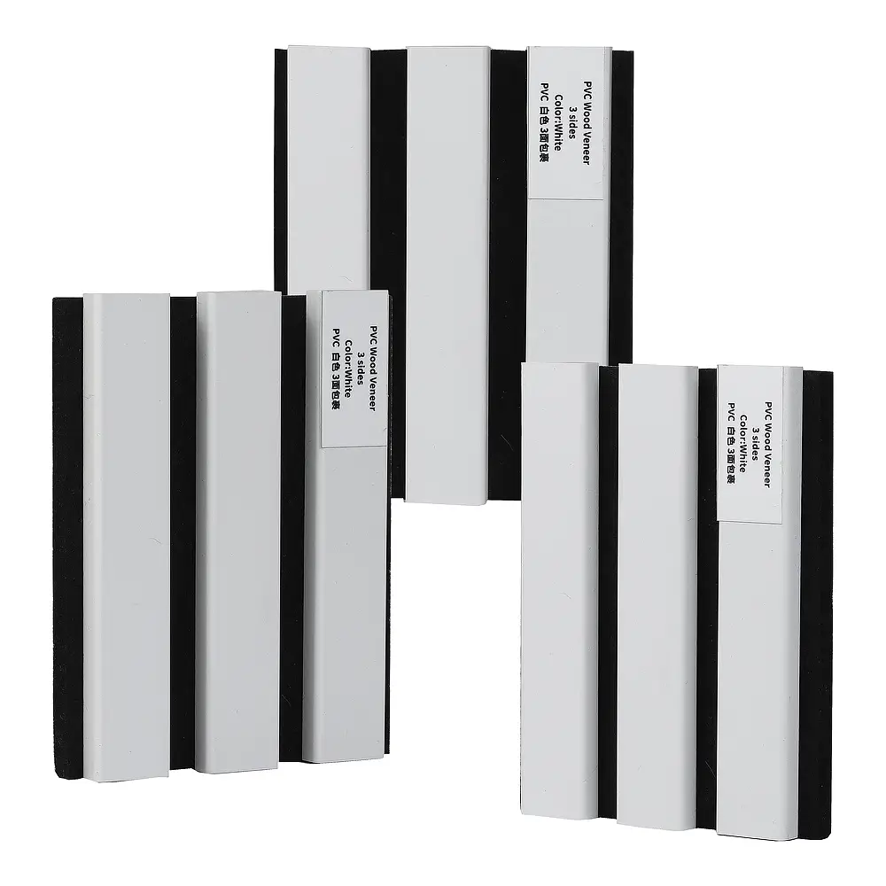 Panneaux muraux acoustiques à lattes en MDF plaqué PVC blanc sur 3 faces 1