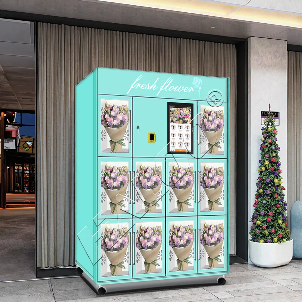 Haloo Vending Machine Supplier Mquina Expendedoras Hielo Florist Dispenser Self Service Automatic Fresh Flower Vending Machine 1