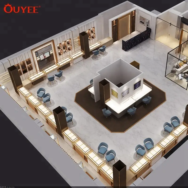 Boutique-Glastheke, Schmuckladeneinrichtung, Ladenmöbel aus Holz 1