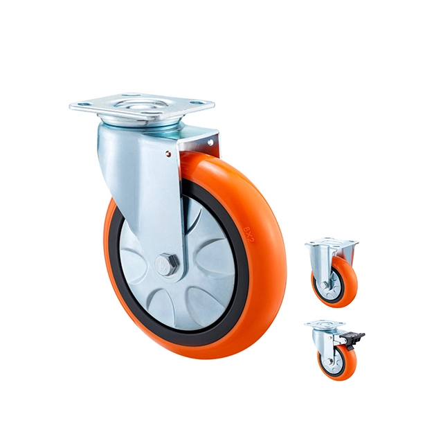 4inch 5inch 6inch Orange Industrial Swivel Caster Wheel Heavy Duty Rotating Wheels 1