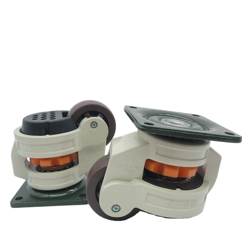 Gd60f Aluminium Alloy Housing Nylon Wheel Height Adjustable Leveling Castor Wheel For Cabinet 1