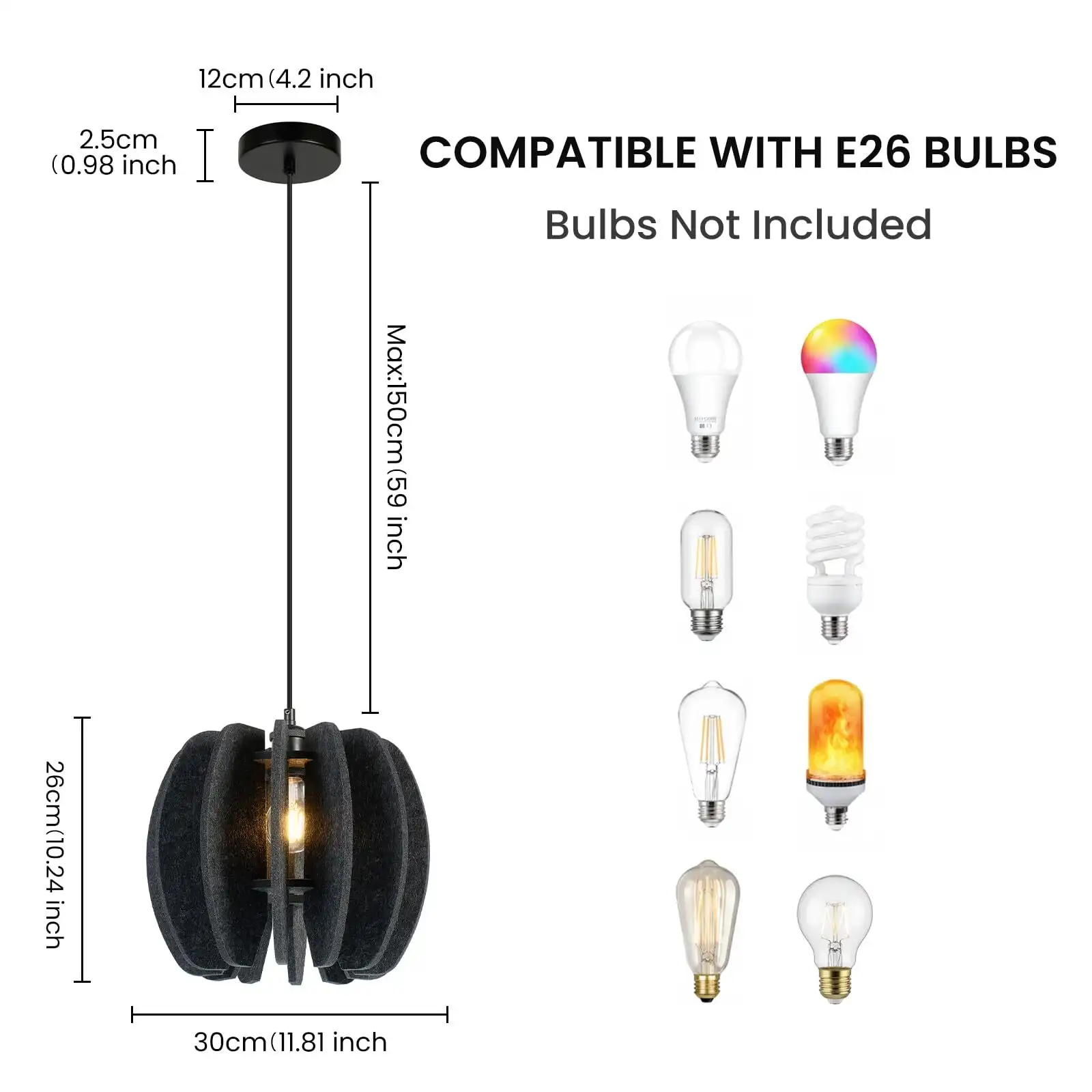 Handgemaakte houten kaarsenstandaard met grote witte en groene lampenkap van akoestisch vilt. 1
