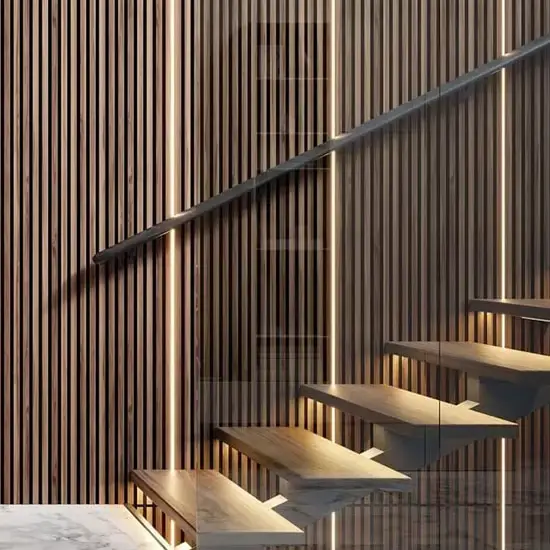 Akupanel Wood Acoustic Slat Wall Panel for Interior & Exterior Use, Natural Wood 1