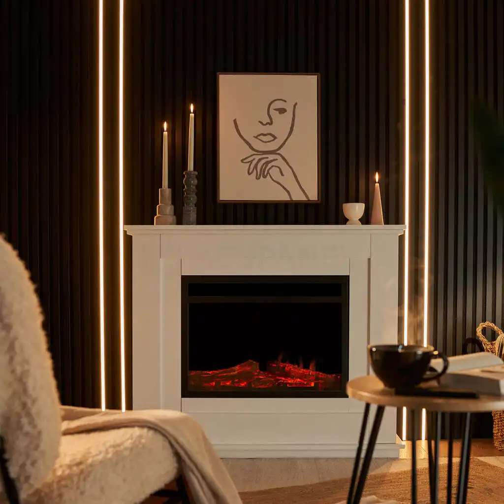 LED Light Wood Slat Acoustic Panel for Indoor Interior Decoration, Customizable 1