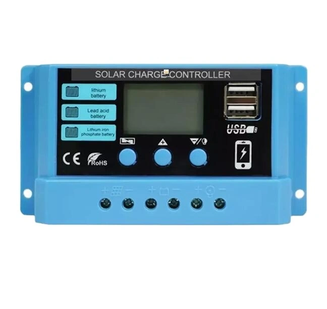 وحدة تحكم شحن الطاقة الشمسية PWM 30 أمبير، بطارية 12 فولت/24 فولت، وحدة تحكم PWM للطاقة الشمسية مع شاشة LCD ومنفذي USB مزدوجين 1