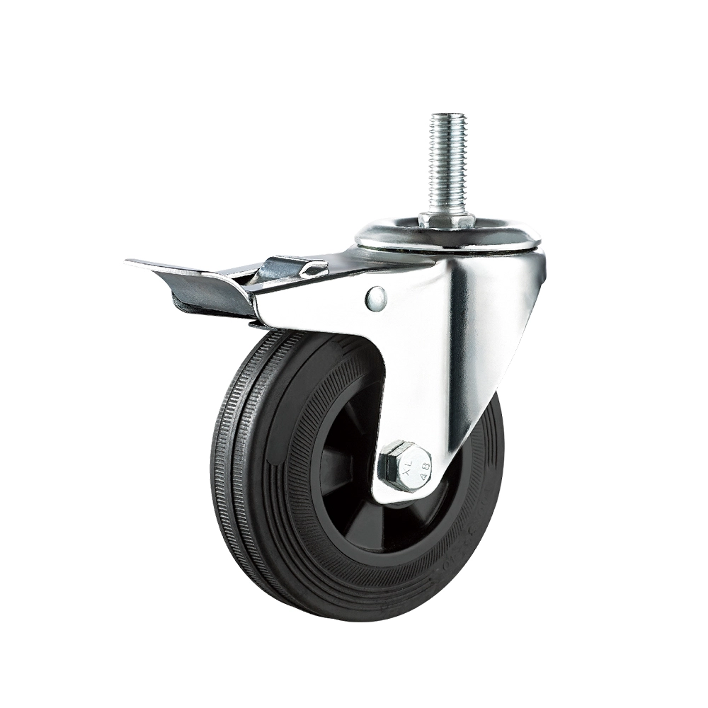 3 4 5 6 8 Inch Swivel Black Tpr Caster Medium Duty Trolley Wheels With Brake Caster 1
