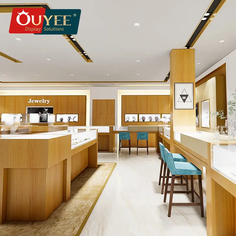 Maßgefertigte Schmuckvitrine &amp; Ladeneinrichtung aus Holz, Glasvitrine 1