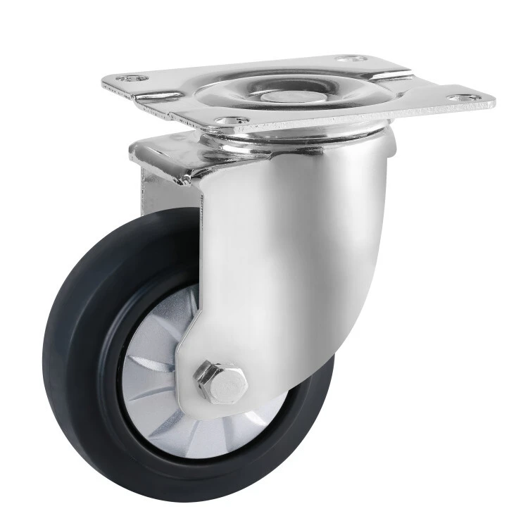 4inch100mm High Quality Black Rubber Casters Swivel Industrial Caster Wheel 130kgs Medium Duty Cart Wheels 1