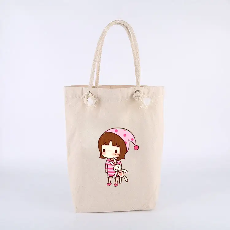 Wholesale Solid-Color Custom Logo Text Eco-Friendly Everyday Shopping Canvas Tote Bag 1