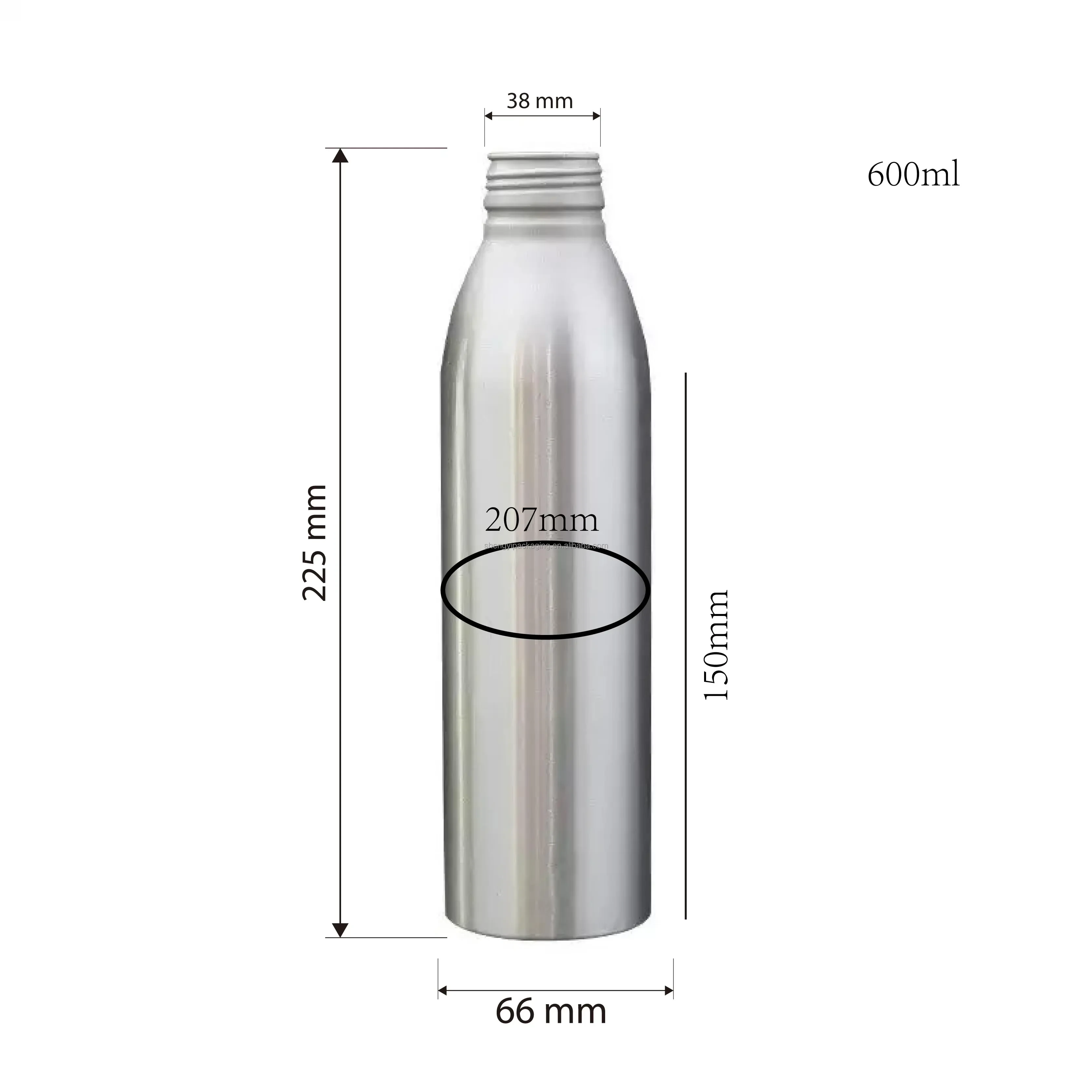 Aluminum Mountain Spring Water Bottle with Ropp Cap - 600ml 10oz 1