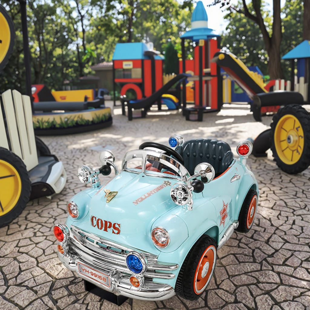 12v Electric Ride On Vintage Car High Speed Dual Motors,Realistic Lights/sounds,Parent Control For Ages 3-8 Years 1
