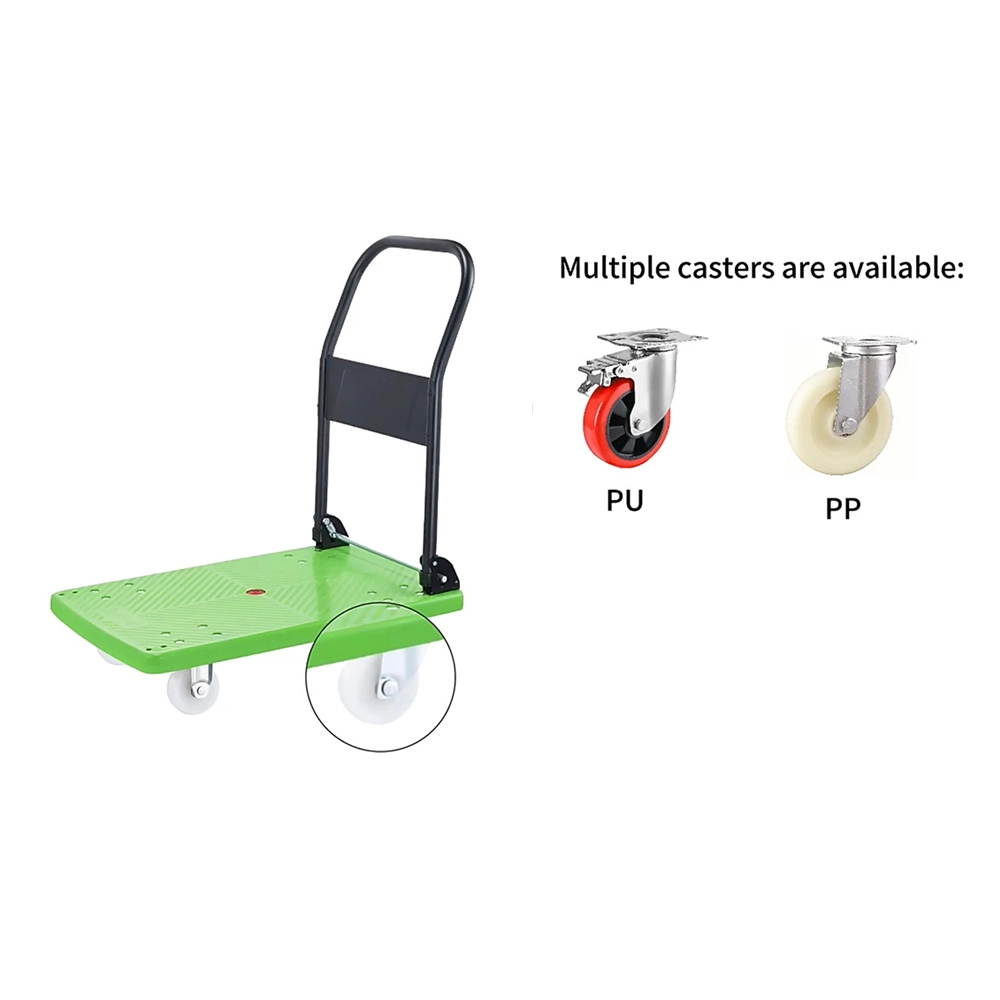 Green 400kg Loading Portable Plastic Folding Hand Truck Cart And Dolly Trolley 1